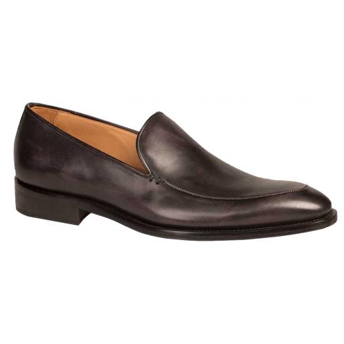Mezlan "Strauss" 6711 Graphite Genuine Hand-Burnished Italian Calfskin Loafer Shoes.